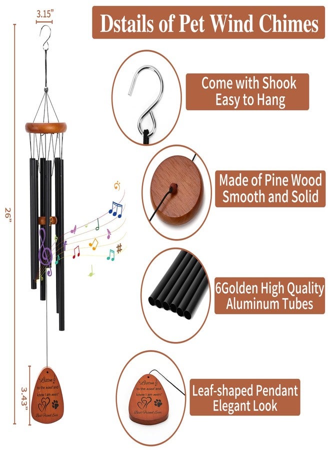 JULEASEL Memorial Gifts for Loss of Dogs, Pet Memorial Wind Chime and Dog Angel Memorial Suncatcher Set, Remembrance Bereavement Gift, Pet Loss Passing Away Sympathy Gift for Pet Lover(Black) - Image 3